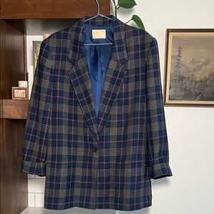 Pendleton Plaid Blazer with Blue and Red Check Pattern
